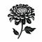 Black Flower Illustration: Chiaroscuro Woodcut Style