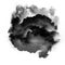 Black fluffy cloud of smoke isolated over white background