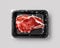 Black Food packaging  with bacon grill stick top view