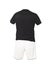 Black football shirt with white shorts