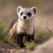 Black-Footed Ferret Looking into the Camera from its View on the Ground