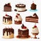 Black Forest Cakes, combines rich chocolate cake layers, fresh cherries, cherry liqueur, simple whipped cream frosting, cake icons