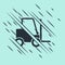 Black Forklift truck icon isolated on green background. Fork loader and cardboard box. Cargo delivery, shipping