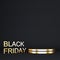 Black friday 3d gold podium or pedestal on a black background for social media post square format.