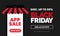 Black friday app sale discount poster background social media promotion web banner template design with smartphone market for