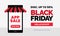 Black friday app sale discount poster background social media promotion web banner template design with smartphone market for