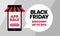 Black friday app sale discount poster background social media promotion web banner template design with smartphone market for