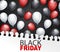 Black Friday banner design template. Big sale advertising promo concept with balloons covered by a torn out sheet of copybook pape
