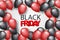 Black Friday banner design template. Big sale advertising promo concept with balloons and typography text.