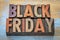 Black Friday banner in letterpress wood type
