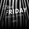 Black Friday banner. Special offer. Fifty percent off. Dark style. Realistic black curtain background. Vector.