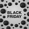 Black Friday banner template. Black Friday black letters and black pearls around on white background