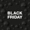 Black Friday banner template. Black Friday white letters and black pearls around on black background