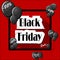 Black Friday concept with black balloons and square frame