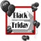 Black Friday concept with black balloons and square frame on white background.