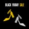 Black Friday concept. Fashionable multicolored shoes on a black background with the text Black Friday Sale.