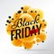 Black friday design with bright yellow spheres background