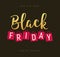 Black friday gold lettering handmade banner discount sale. Black friday label promo poster with shopping bag