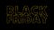 Black Friday gold outline text shining on black background animation. 4K resolution.