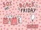 Black Friday illustration. Sale handmade lettering, calligraphy with film grain, noise, dotwork, grunge texture and pink