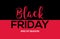 Black friday lettering handmade banner discount sale. Black friday label promo poster on red