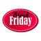 Black Friday red round banner with perforation. Sale stamp isolated vector illustration. Digital marketing or price tag