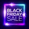 Black friday sale background. Neon shopping sign.