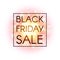 Black Friday sale banner on abstract explosion background with gold glittering elements. Discount poster. Dust firework