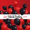 Black Friday Sale Banner with Black and red Balloons around white ribbon with gand drawn lettering text.. Vector 3d realistic