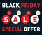 Black friday sale banner on dark background. Discount card Vector design template.