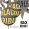 Black friday sale banner with dark balloons,yellow and gray letters