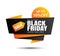 Black friday sale black and yellow banner template isolated on w