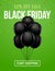 Black Friday Sale bunch balloon decoration confetti background design. Vector balloon discount banner
