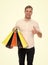 Black friday sale concept. Man formal clothes carry shopping bags. Guy happy carry bunch shopping bags. Profitable deals