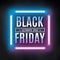 Black friday sale design template. Black friday light frame. Glowing neon background. Vector illustration