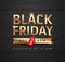 Black Friday sale, gold message. poster design on black wood background