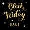 `Black Friday sale`hand lettering golden text on a black background