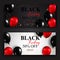 Black Friday sale horizontal banners. Flying glossy balloons on