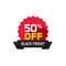 Black Friday sale label, 50 percentage off special deal badge