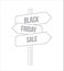 Black Friday sale multiple destination line street sign