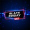 Black friday sale neon background with glowing particles