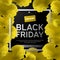 Black Friday Sale Poster with yellow cloud on Black Background with Square Frame. Vector illustration