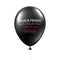 Black friday sale promo card with black isolated balloon.