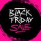 Black Friday Sale promotional sign with handwritten inscription on black circle brush stroke background for commerce and business.