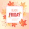 Black Friday sale vector with colorful leaves on textured background. Autumn seasonal discounts