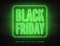 Black friday sale vector green neon light box banner template