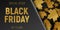 Black Friday Sale web Horizontal Banners. Gold Flying maple leaves. Black Background. Vector illustration.