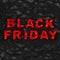 Black Friday (shopping discount creative concept). Red crumple text on warped polygonal black background