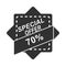 Black friday, special offer market sticker ribbon icon silhouette style