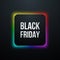 Black Friday square icon with rainbow glow.